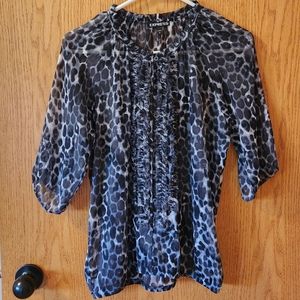 SOLD  Lepard Print Sheer Blouse
